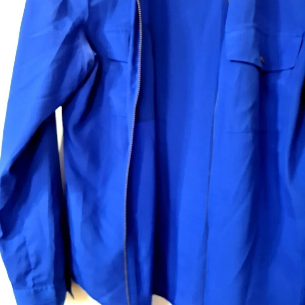 Michael Michael Kors Women's S Long Sleeve Full Zip Blue Blouse Career Office